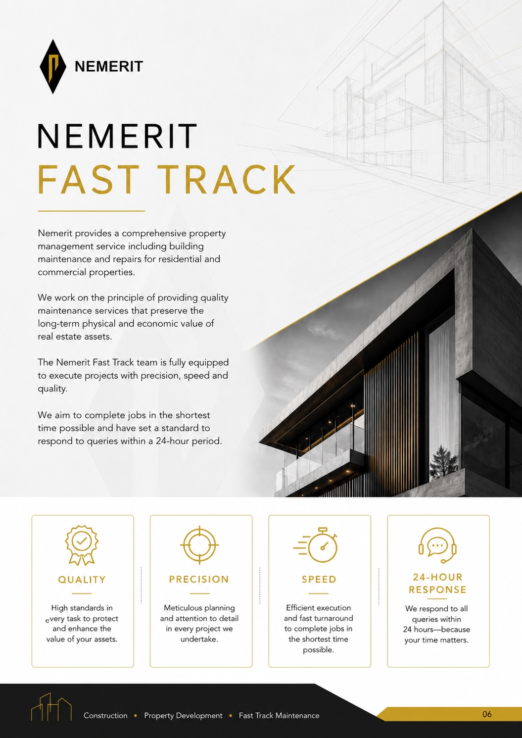 Nemerit fast track maintenance profile page
